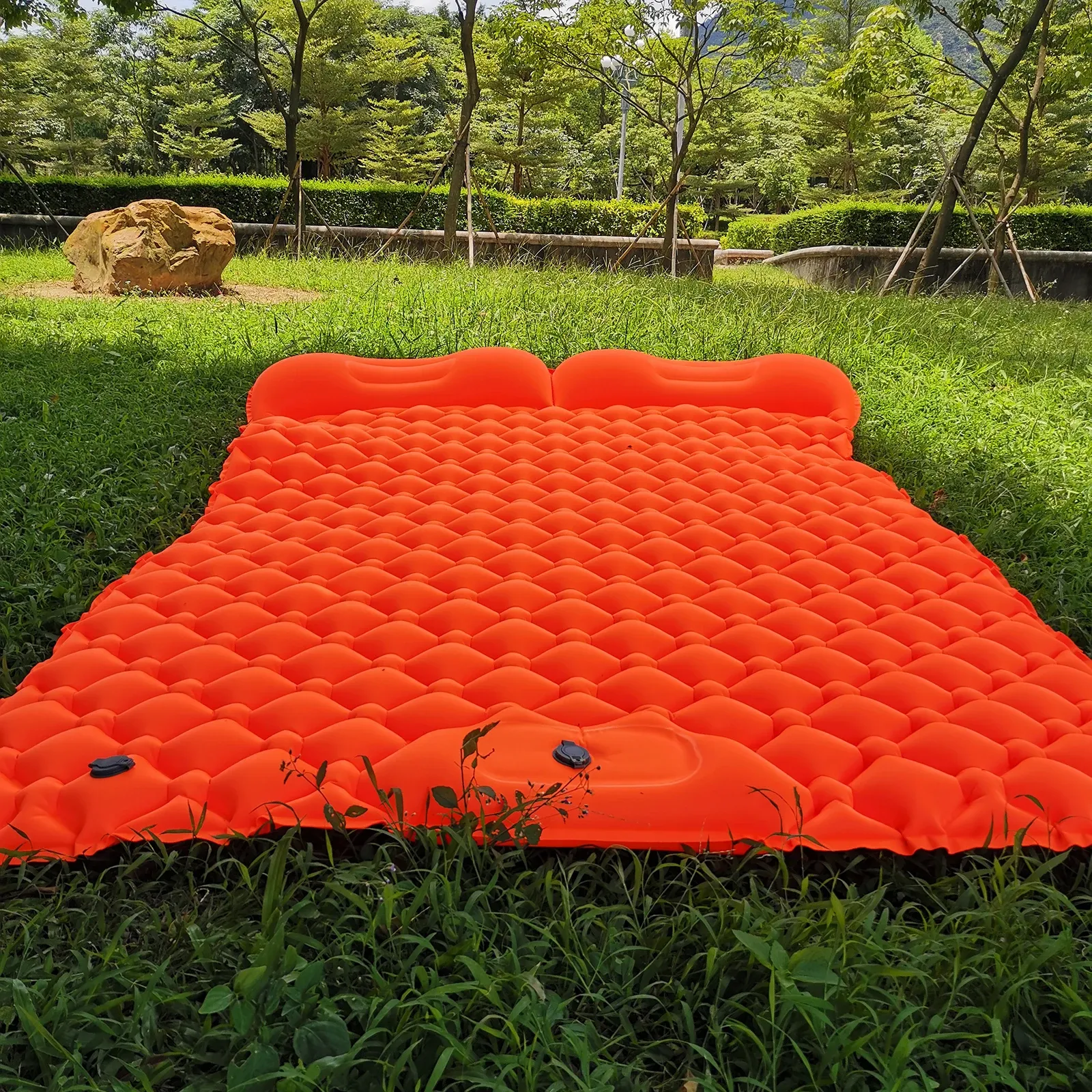 Double Sleeping Pad Travel Camping Inflatable Air Mattress With Pillow Inflating Roll Mat Compact Ultralight Sleep Mat