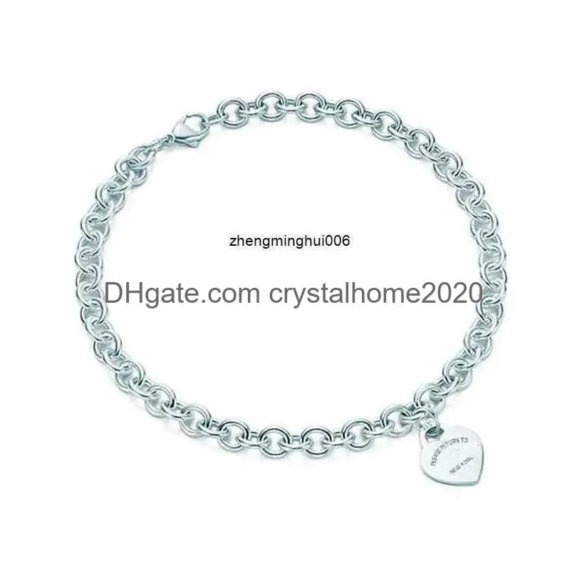 Qualquer coração em forma de cruz chave 925 esterlina sier colar pulseira mulher jóias elegante simples memorial dia casamento entrega entrega dhm0w