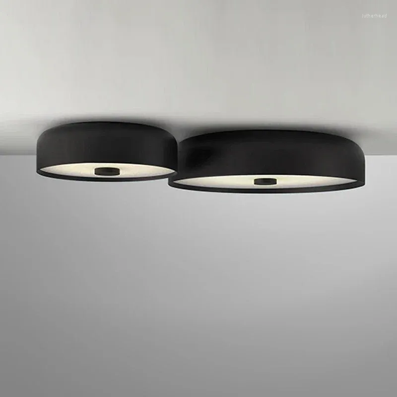 Luzes de teto modernas LED controle remoto simples regulável preto branco sala de estar quarto lâmpada de estudo