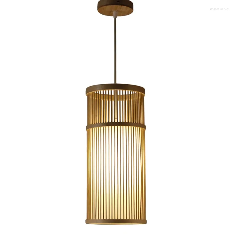 Pendant Lamps Japanese Single-headed Hollow Bamboo Lights Chinese Zen Tea Room Restaurant Aisle Bedroom Bar Hanging Fixtures