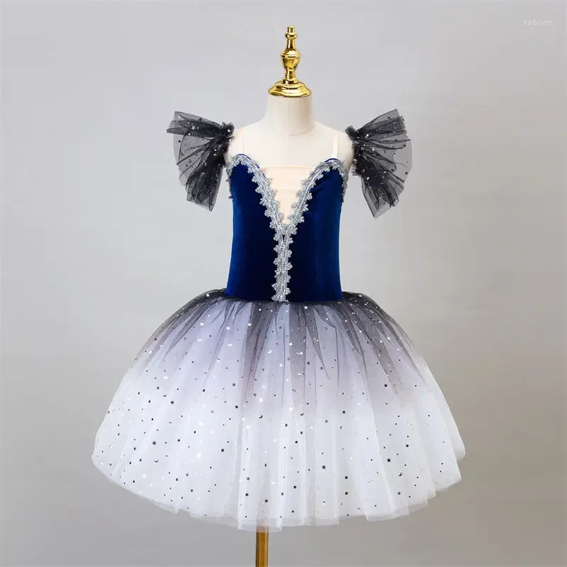 Stage Wear Bleu Dégradé Robe De Ballet Femme Costume Danseur Tenue Tutu Professionnel Femmes Danse Dames Robes