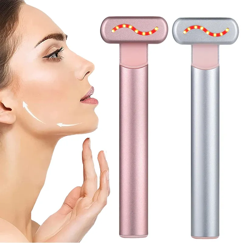 Enheter EMS Microcurrent Face Lifting Device Red Light Ansikt Wand Eye Neck Massager Skin åtdragning Anti Wrinkle Skin Care Beauty Tool