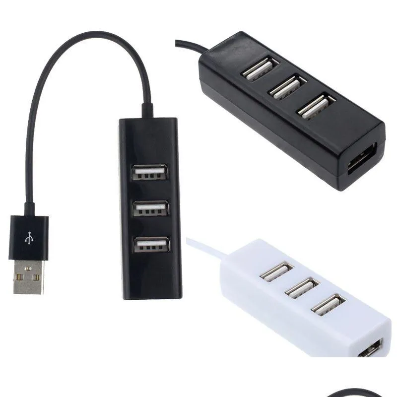 Hubs de rede Mini 4 portas USB 2.0 Hub Splitter para laptop PC Periféricos Acessórios Suporte Taxa de transferência de dados 480Mbps Dro Ot0No