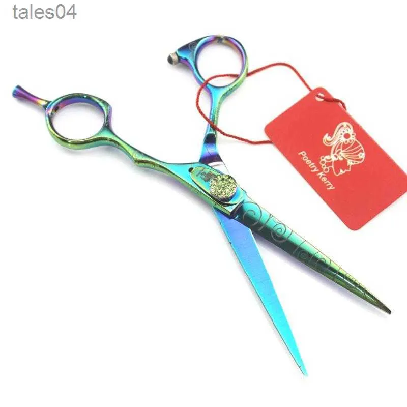 Scissors Shears 6.0 inch personality green pattern hairdressing scissors flat shear LDLH Japan 440C scissors hair care tools 240302