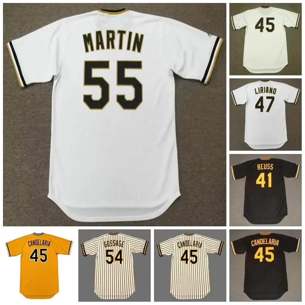 ピッツバーグヴィンテージ野球ジャージ41 Jerry Reuss 1978 45 John Candelaria 1976 47 Francisco Liriano 1970's 54 Rich Gossage 1977 55 Russell Martin