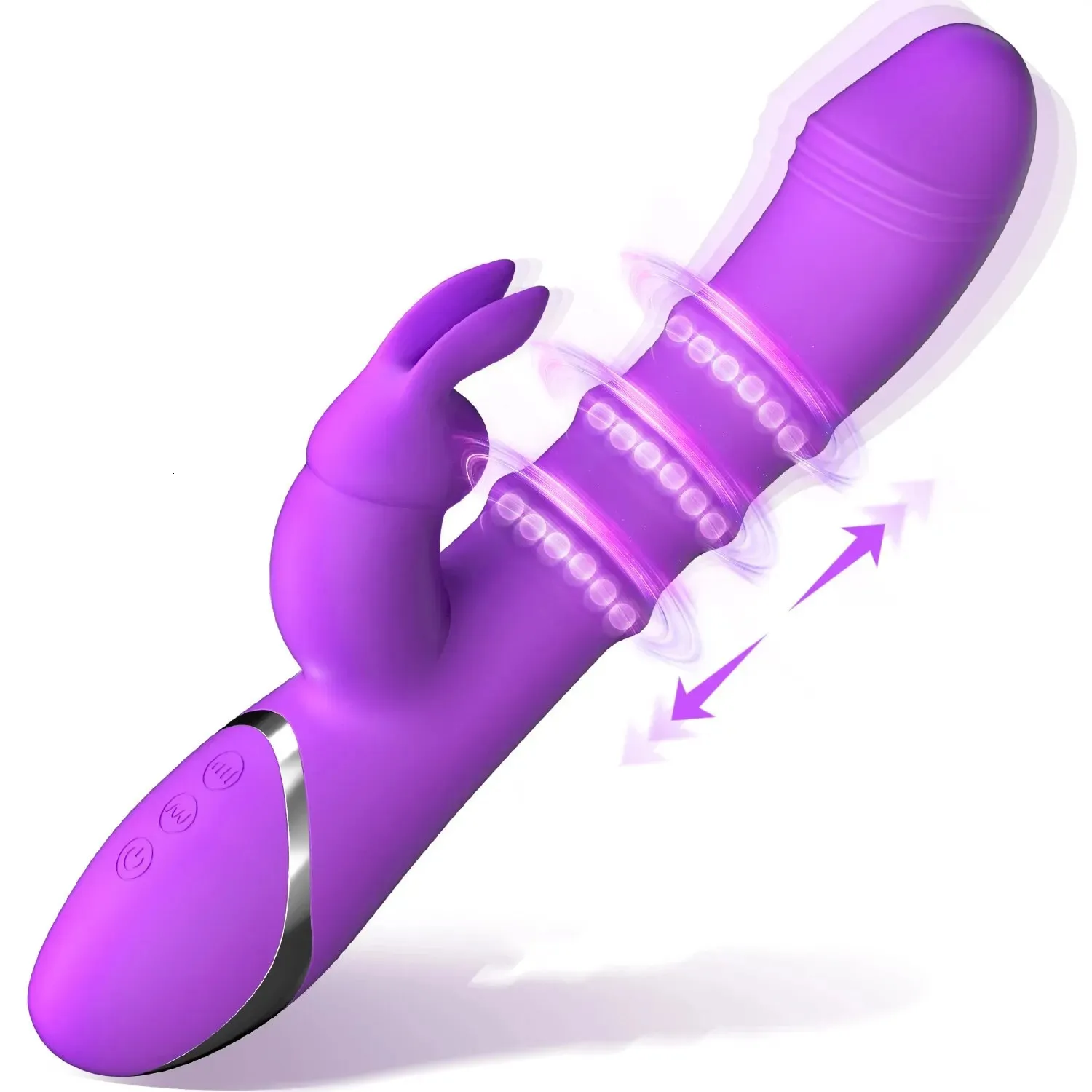 Wibrator króliki teleskopowy obrotowy dildo masaż pochwy stymulacja wibracja wibracja gni masturbacja masturbacja dla dorosłych zabawki 240227