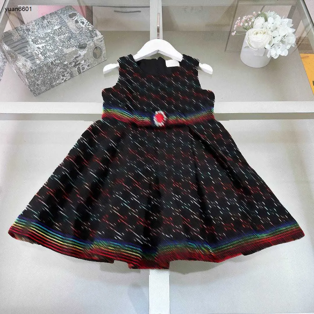 Populära tjejklänningar prinsessklänning sommar baby kjol storlek 110-160 cm barn designer kläder midja ädelsten dekoration barn frock 24feb20