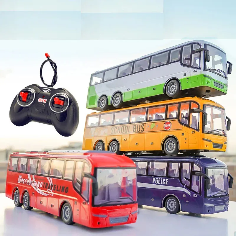 Kids Toy Rc Car Remote Control School Bus with Light Tour Radio Controlled Electric For Children Toys Gift 240228
