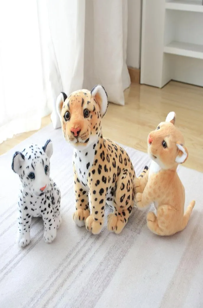 232733cm LifeLike Forest Lion Snow Leopard Plush Toys Simulated Animal Black Leopard Dolls Creative Dritation Decoration Gift3563451