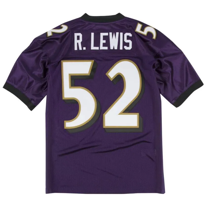 Stitched Football Jersey 52 Ray Lewis 2004 Mesh Retro Rugby Jerseys Män kvinnor och ungdom S-6XL