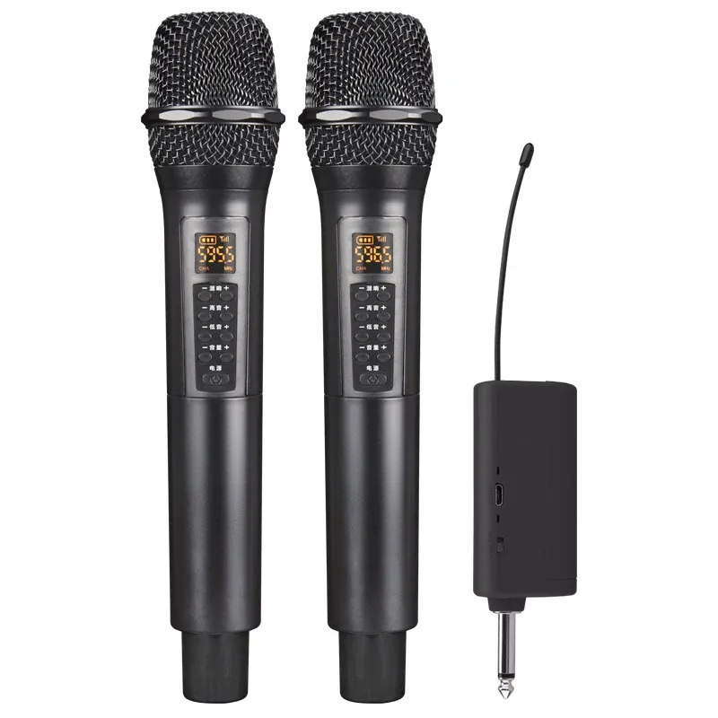 Microphones Professional UHF Wireless Microphone Handheld Karaoke Mic Speaker With Rechargeable Lithium Battery Receiver For Singing