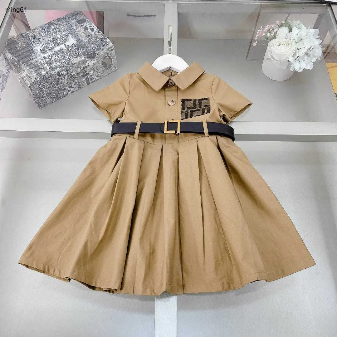 Merk meisje jurken Prinses jurk zomer baby rok Maat 110-160 CM kids designer kleding Brief gedrukt pocket kind japon 24Feb20