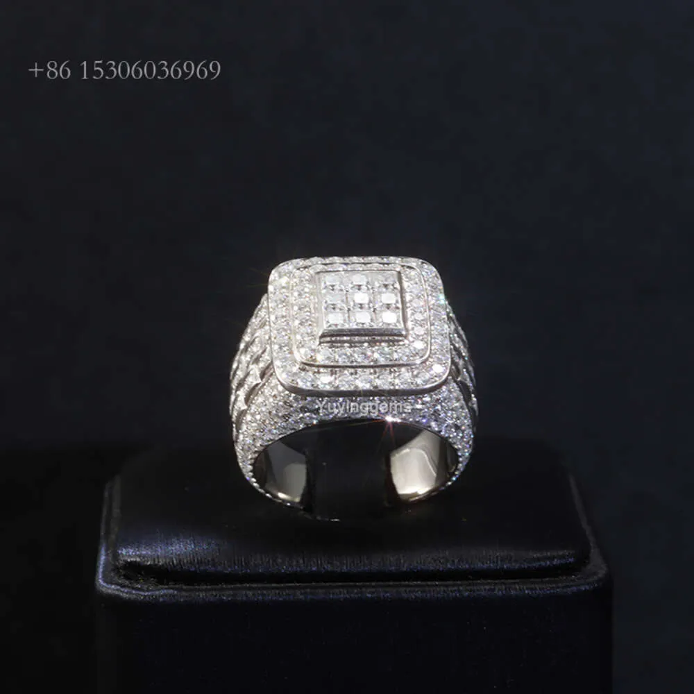 Xingguang – bague en Moissanite glacée, haute qualité Vvs D Color Pass, testeur de diamant, en argent Sterling, pour cadeau Hip Hop