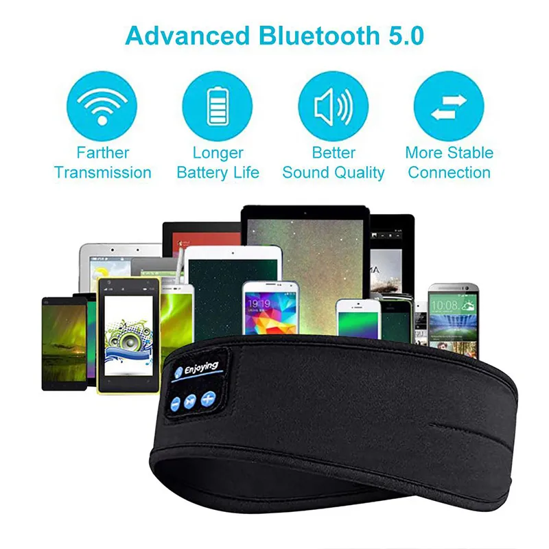 Ter Bandı Orijinal Kablosuz Bluetooth Kulaklık Spor Uyku Kafa Göz Maskesi Fone Bluetooth Kulaklıklar Müzik Kulaklıkları Kablosuz Kulaklıklar