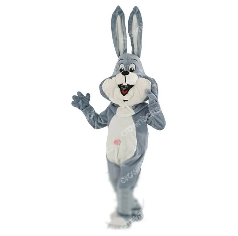 Vendite calde Halloween Costume da mascotte di coniglio grigio personalizzato costume da fantasia