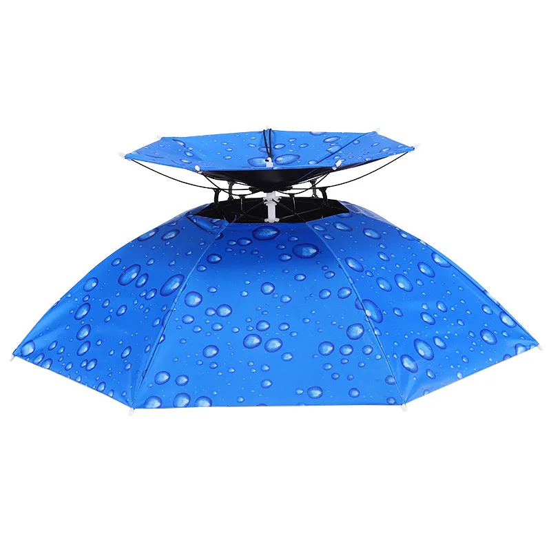 Portable Sun Rain Umbrella Hat Foldable Outdoor Sunshade Waterproof Camping Fishing Golf Gardening Headwear Cap Beach Head Hats Hands Free Umbrellas HW0195