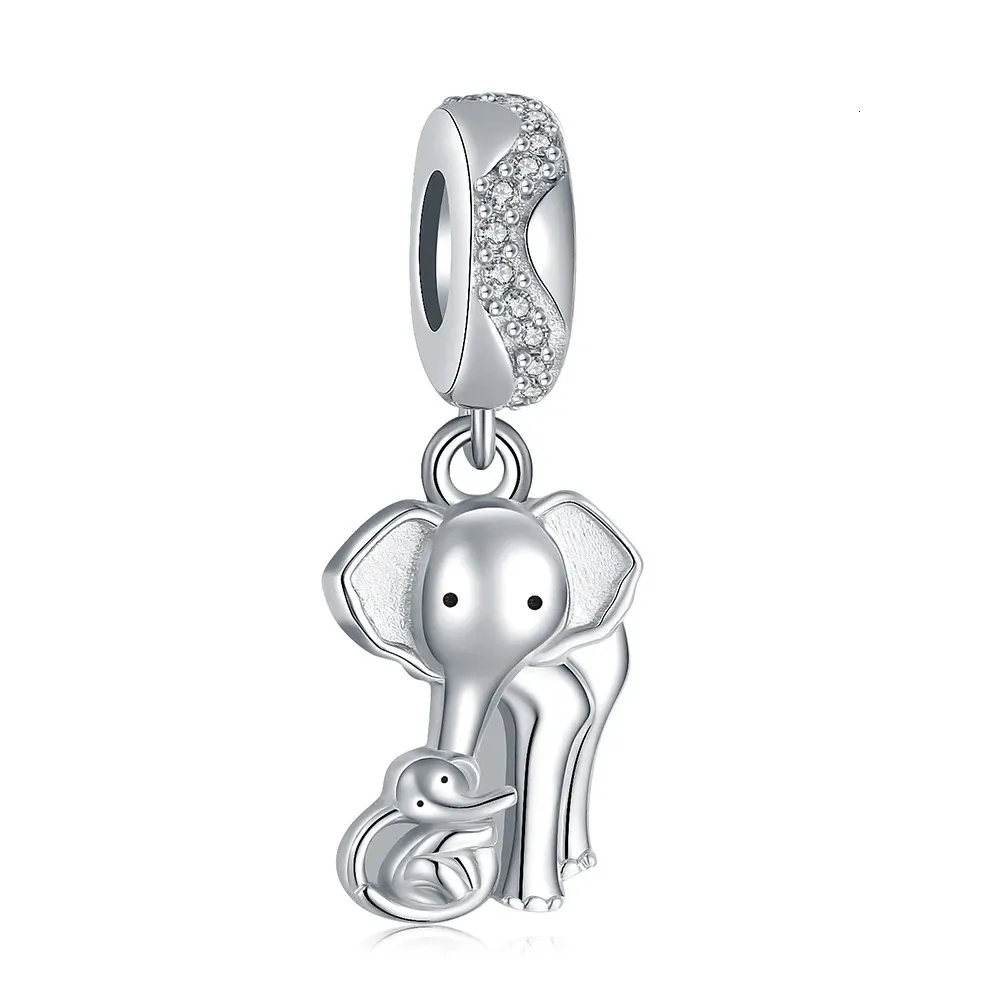 925 Sterling Srebrny słodki zwierząt słonia matka koraliki dziecięce Charm Fit European Bransoleta Biżuteria Matki Prezenty dla kobiet mama 240226