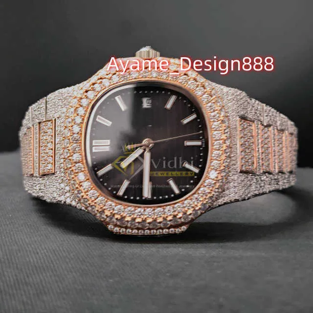 Luxo mecânico automático 925 prata esterlina 2023 hip hop marca superior de luxo congelado relógio passar diamante testador cheio diamante