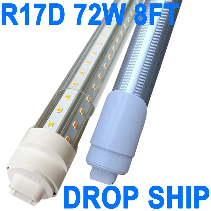 R17D 8フィート電球ライト、270度72W V字型LED LED交換、透明カバー、85V-265V、デュアルエンド、回転可能なHOベースクレスチ