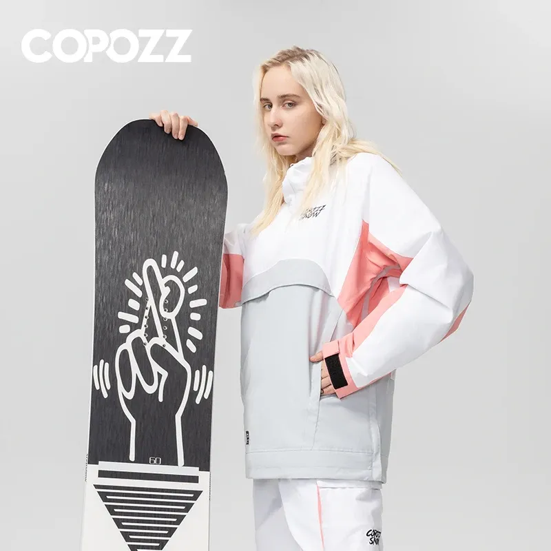 Ceket Copozz Rüzgar Geçirmez Kaygılar Ceket Kayak Pantolon Erkek Kadın Kış Sıcak Su Geçirmez Yürüyüş Açık Hava Dış Havuç Kapşonlu Snowboard Kayak Pantolon