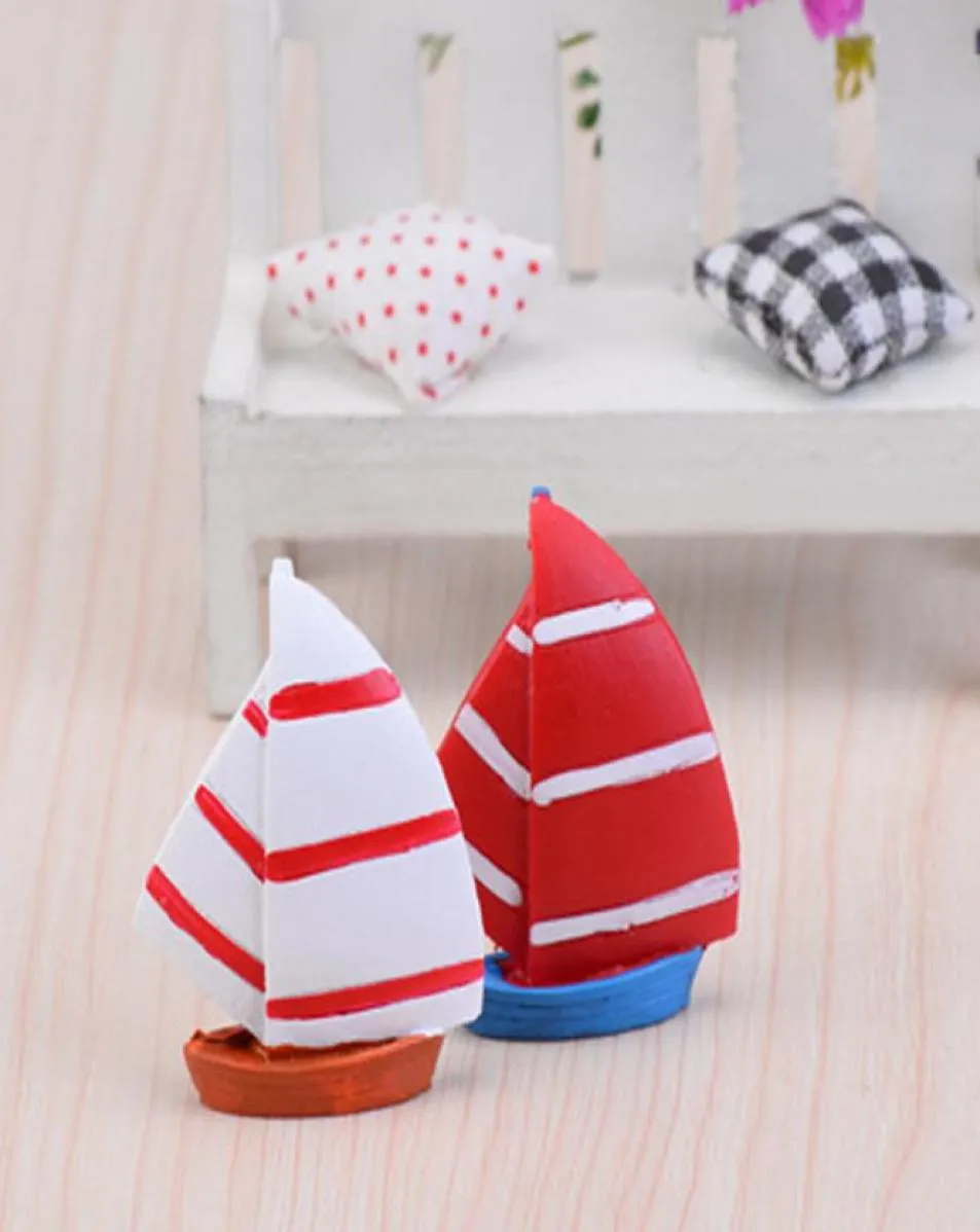 6PCS Beach Mini Boat Decoration Decoration Garden Gnomes Micro Krajobraz Ozdoby Wróżki Dom Miniatury1835059