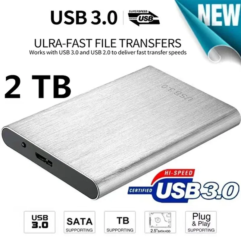 Lådor Original Portable Highspeed SSD/HDD 2TB/4TB/8TB/16TB/30TB Extern hårddisk Masslagring USB 3.0 Gränssnittsminne Hårddisk