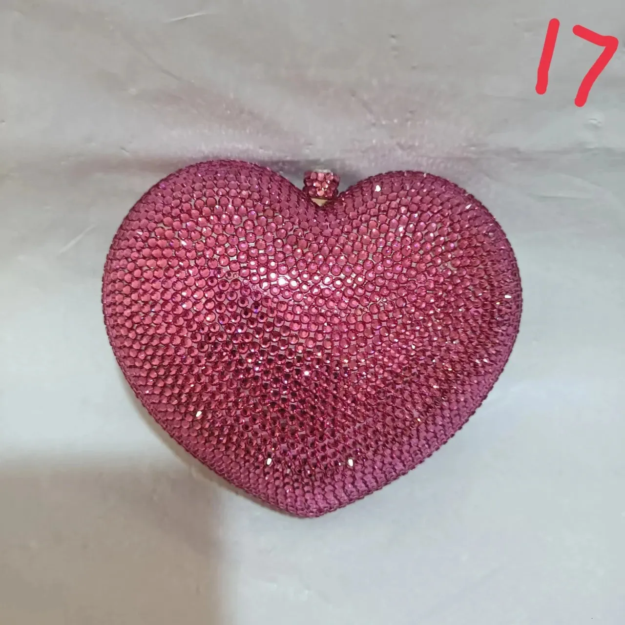 Red Full Diamond Women Evening Bags Clutch Rhinestone Wedding Birthday Crystal Heart Shaped Ladies Dinner Bag Pink Clutches 240223