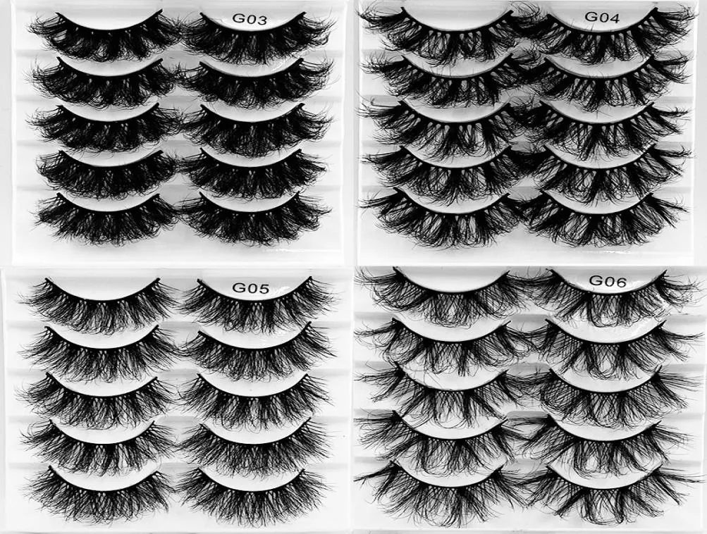 8D Faux Cils 25MM 5 Paires Maquillage yeux extension de Cils Faux Vison Naturel Épais Long Moelleux Doux Vaporeux noir faux Cils Bul2793090