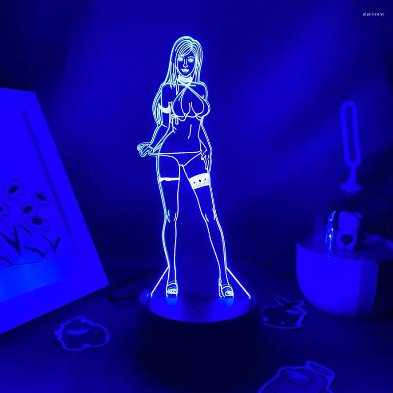 Luzes da noite jogo final fantasia tifa lockhart 3d led toque presentes de aniversário para amigos sala de jogos mesa decoração colorida lâmpada lava