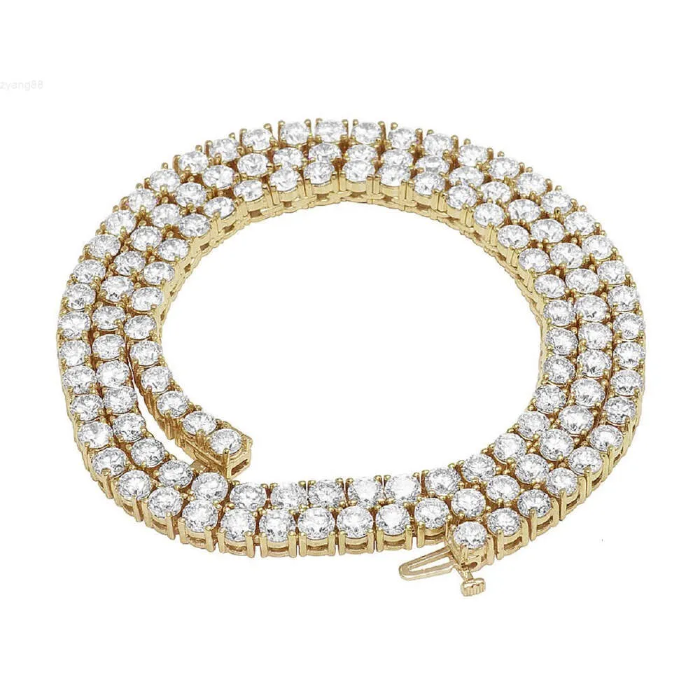 Gold 10k Gold 4 Porg Round Natural Diamond Single Row Tennis Chain 22 Disponible en jaune / blanc / rose or