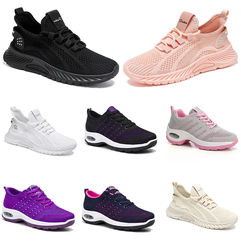 Nieuwe mannen vrouwen schoenen wandelen Running Flat Shoes Soft Sole Fashion Purple White Black Comfortabele sportkleur blokkeren Q18-1 Gai Gai Tr