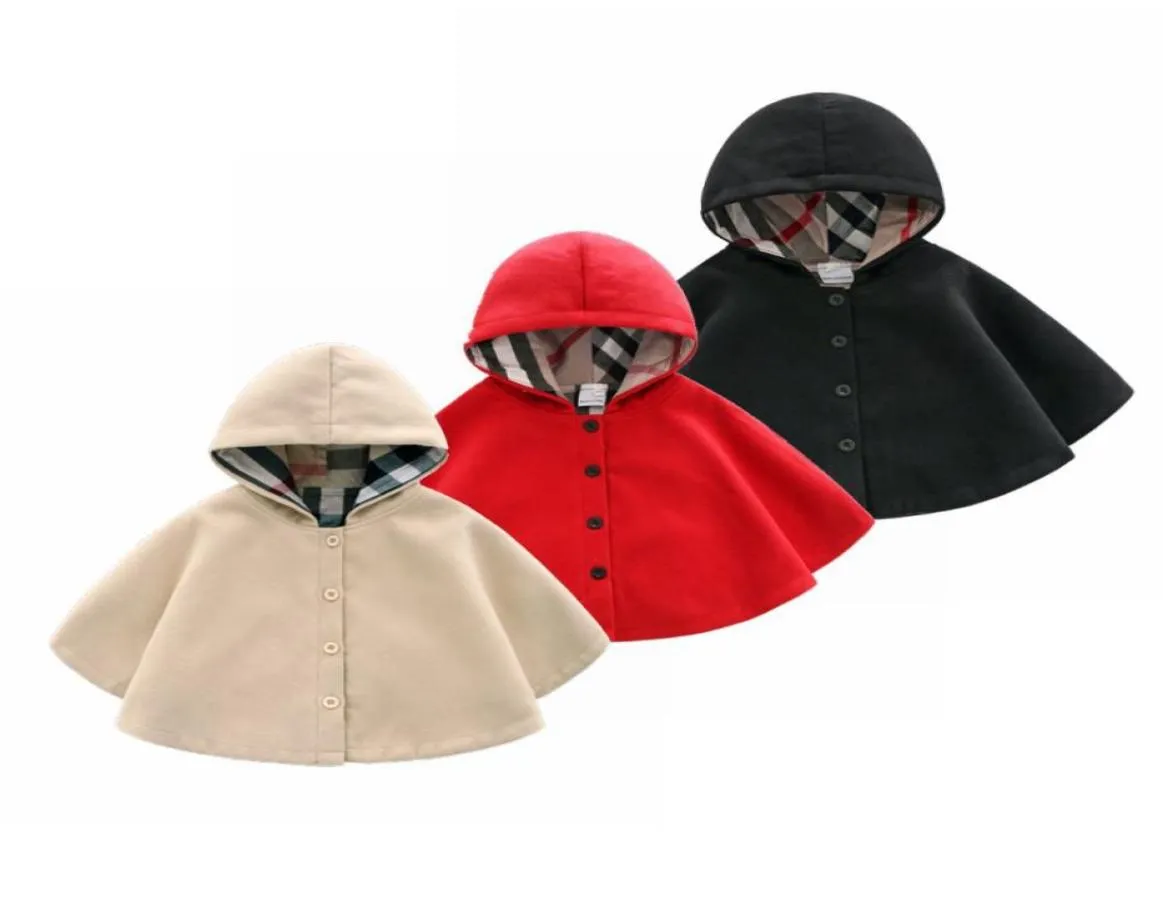 البيع بالتجزئة Baby Girls Winter Wool Windproof Cashmere Cloaks Outwear Kids Hick Shaw Shawl Darf Poncho Childr