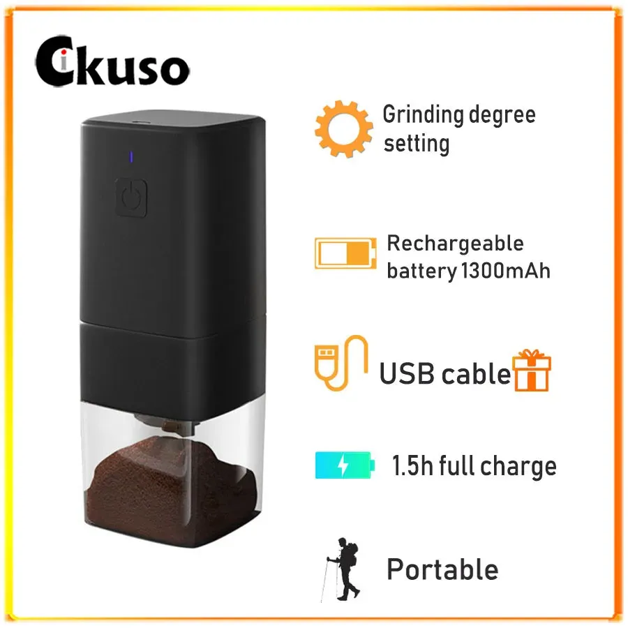 Cikuso Portable Bean Grinder: Electric/Manual Coffee Grinder For Small ...