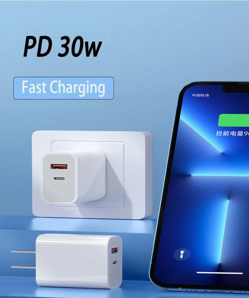 Chargeur USB TYPEC à Charge rapide 30W, pour Samsung Xiaomi huawei ipad iPh, adaptateur PD, Port de Charge, câble 2104262