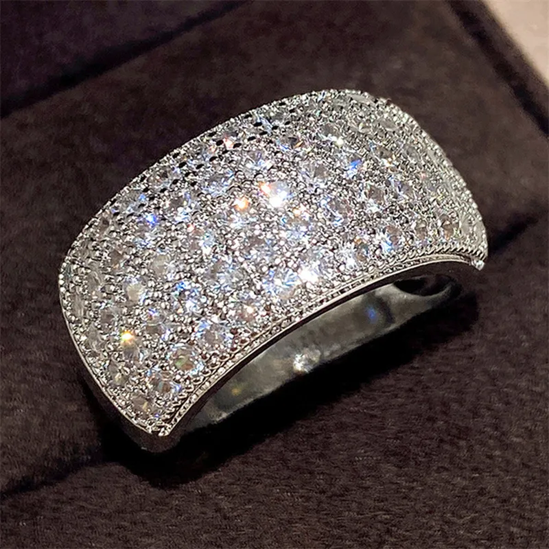 Choucong drop ship bröllopsringar eleganta lyxsmycken 925 sterling silver pave full vit safir cz diamant evighet fest kvinnor engagemang band ring gåva