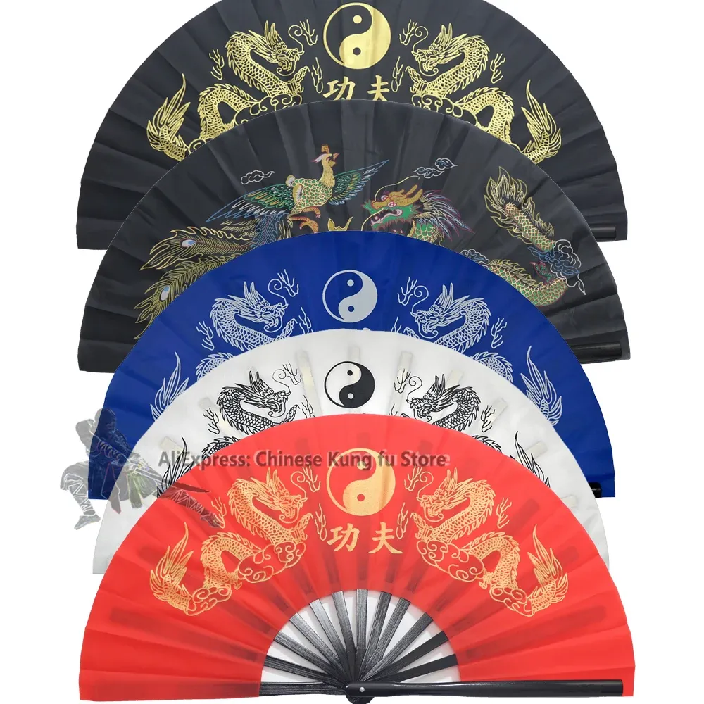 Arts Dragon Tai Chi Kung Fu Fans Wushu Martial Arts Training Equipment Taiji Fan Bamboo Durable Professional