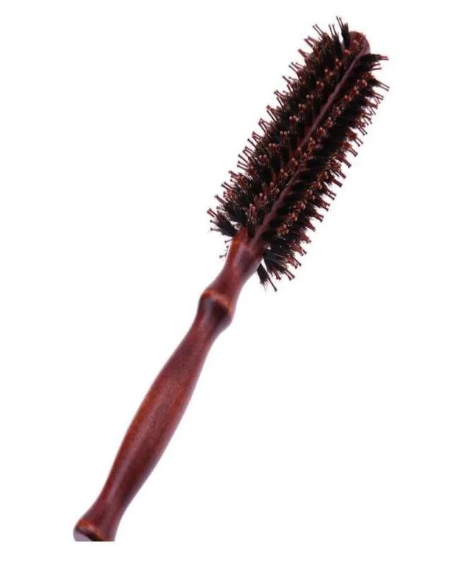 Professional Round Comb Hair Massage Gourd Roll Pearhead Natural Wood Bristle Brush sqcfuQ1830889