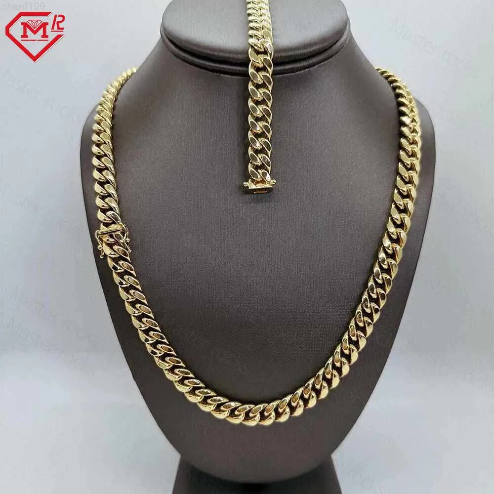Miami cubana colar pulseira 12mm simples hip hop masculino correntes sólida 925 prata esterlina cubana link chain