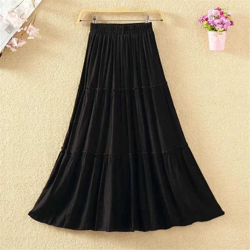 Rokken Dames Koreaanse Mode Elegante Lange Zwarte Rok Vrouwen Kleding Meisjes Chic Splicing Casual Faldas Largas VA1257