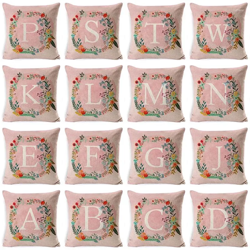 Kussen Roze Letters Cover 45x45cm Linnen Kussensloop Decoratieve Bank S Sierkussens Nordic Home Decor Cases