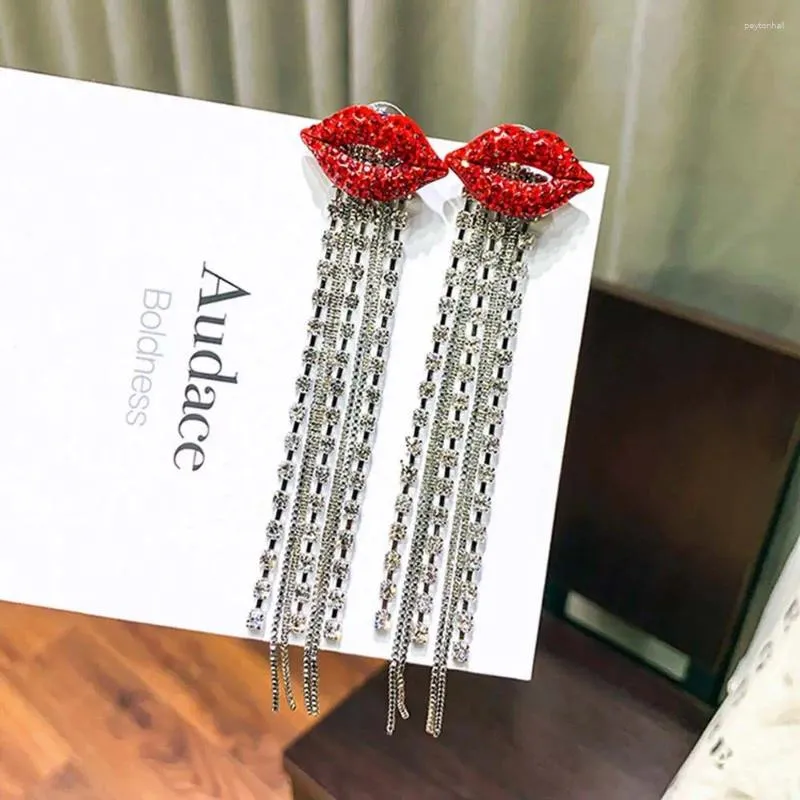 Dangle Earrings Luxury Temperament Accessories Crystal Rhinestone Gift For Women Mouth Drop Earring Stud Jewelry