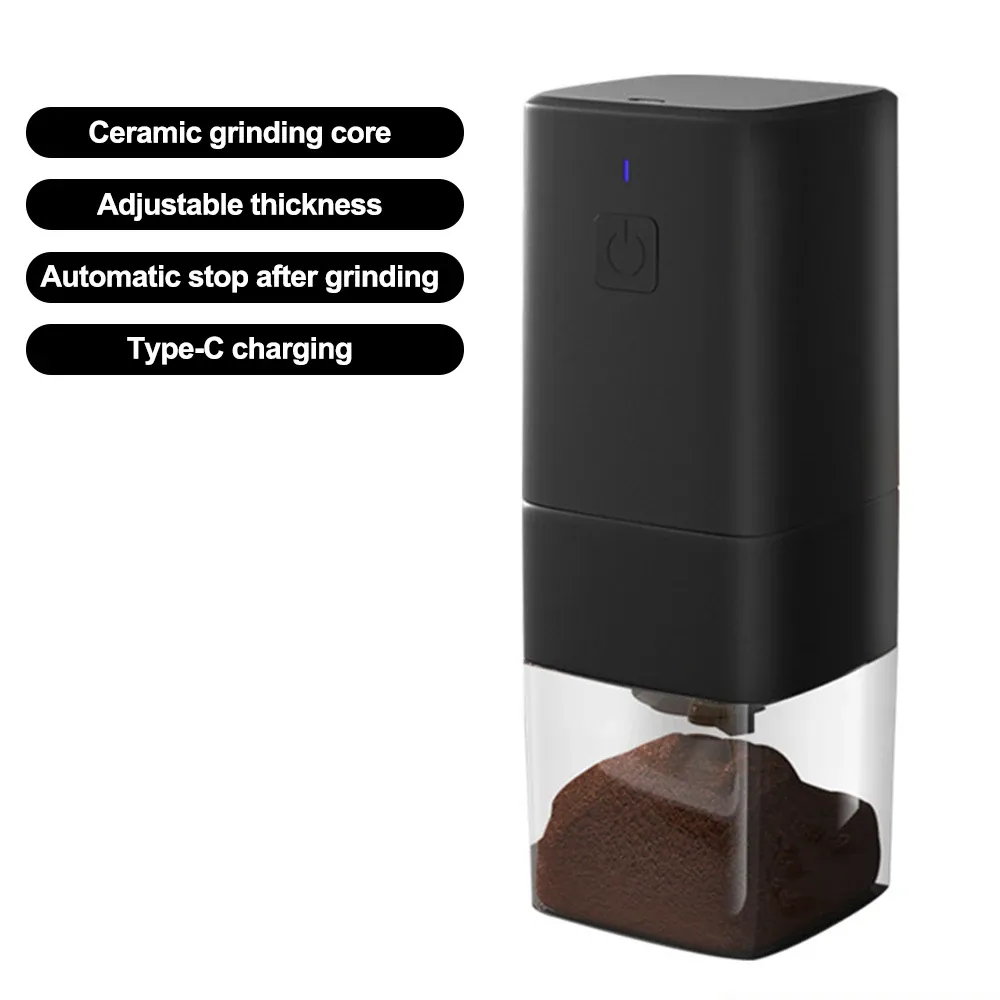 Kvarnare Mini Electric Coffee Grinder Cafe USB uppladdningsbar bärbar automatisk kaffebönor Konisk kvarn för resa hem