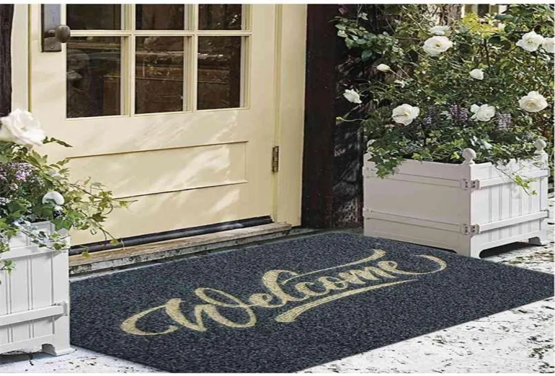 Polyester Black Brown Entrance Doormat TPR Gummi Badrumskök Nonslip Välkommen MAT MUDREMOVING SANDSPRIPPING GOLV Mattan 23601266