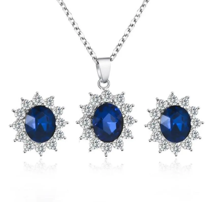 Ensemble de bijoux de mariage de mariée à la mode, boucles d'oreilles en cristal, collier, pendentif en zircone cubique pour femmes, 3217037