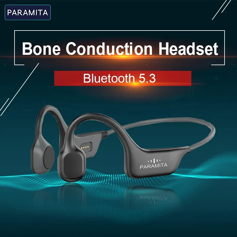 Cuffie Paramita Affari di conduzione ossea reale Cuffie bluetooth auricolari wireless Auricolare sport impermeabili con microfono per allenamenti in esecuzione