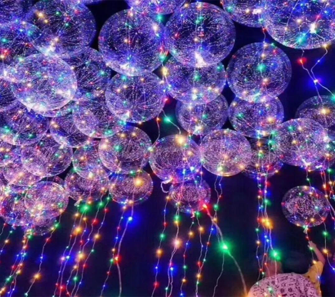 Christmas Gift Luminous Led Poms Transparent 3 Meters Balloon Flashing Wedding Party Decorations Holiday Supplies Color Balloons L4089510