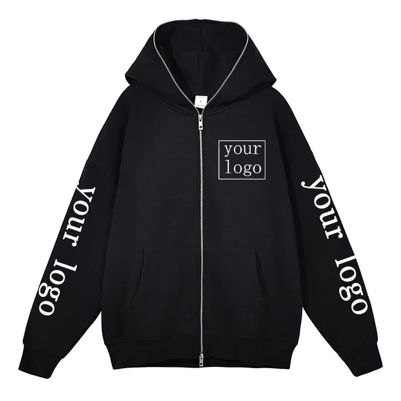 Anpassade zip up hoodies män kvinnor personlig tryckt tröja design ditt eget mönster y2k streetwear dragkedja jacka rockar 240220