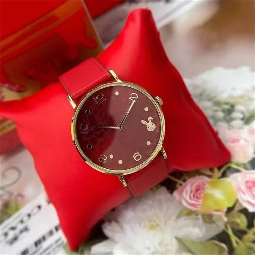 24% rabatt på att titta på Koujia Rabbit Year Zodiac Limited Fashion Round Dial Chinese Style Womens Small Red