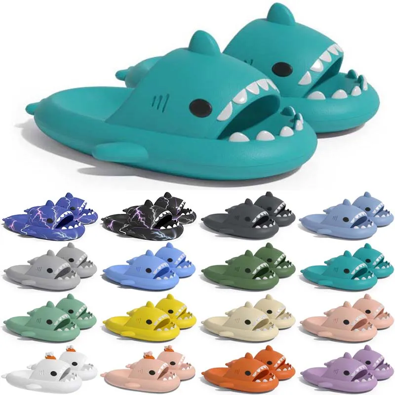 Kostenloser Versand Designer Shark Slides Sandale Slipper Sliders für Männer Frauen GAI Sandalen Pantoufle Pantoletten Männer Frauen Hausschuhe Trainer Flip Flops Sandles Farbe28