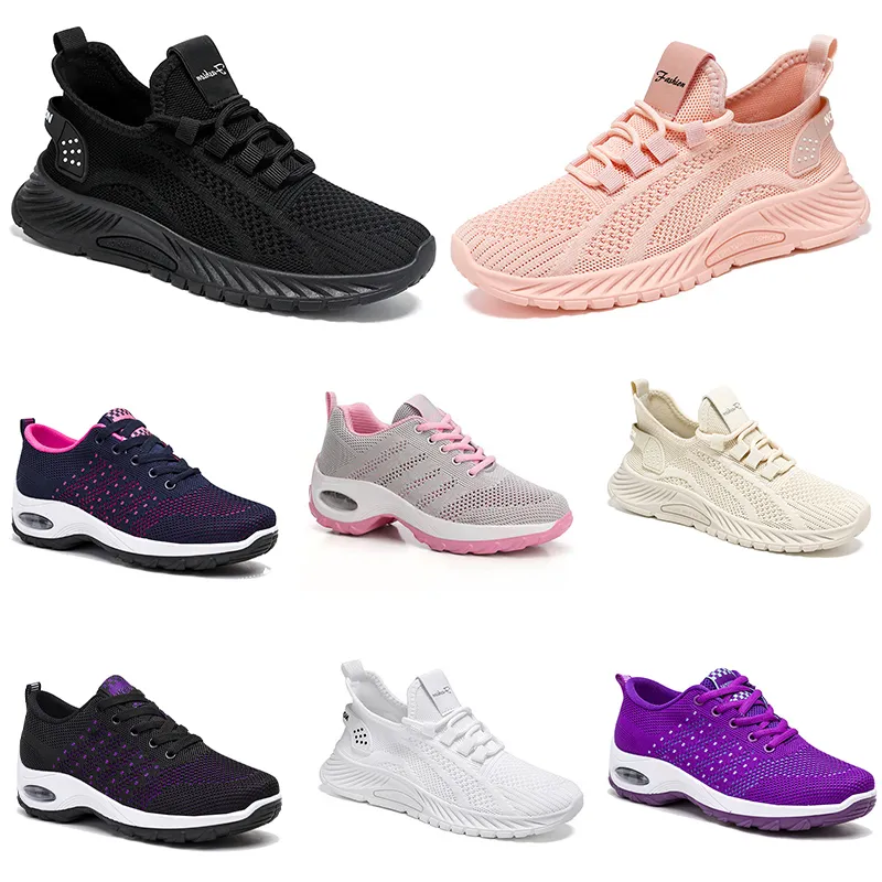 Новая походная обувь для женщин и мужчин, кроссовки на плоской подошве, мягкая подошва, модная фиолетовая, белая, черная, удобная спортивная обувь с цветными блоками Q6-1 GAI 244 Wo